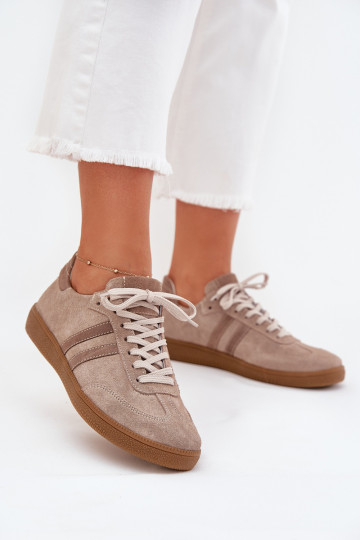 Zazoo N1068 en daim Faible Chaussures modèle baskets Féminin beige