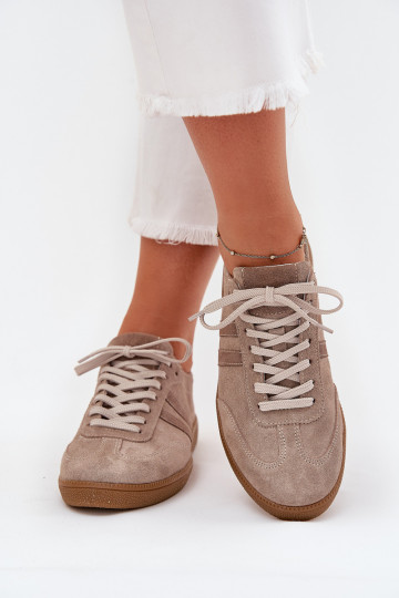 Baskets basses en daim pour femmes Zazoo N1068 couleur sable 2