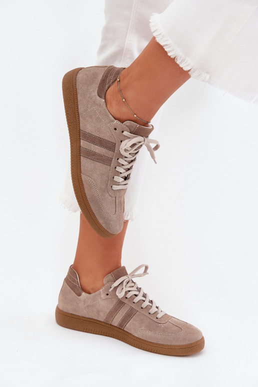 Zazoo N1068 en daim Faible Chaussures modèle baskets Féminin beige