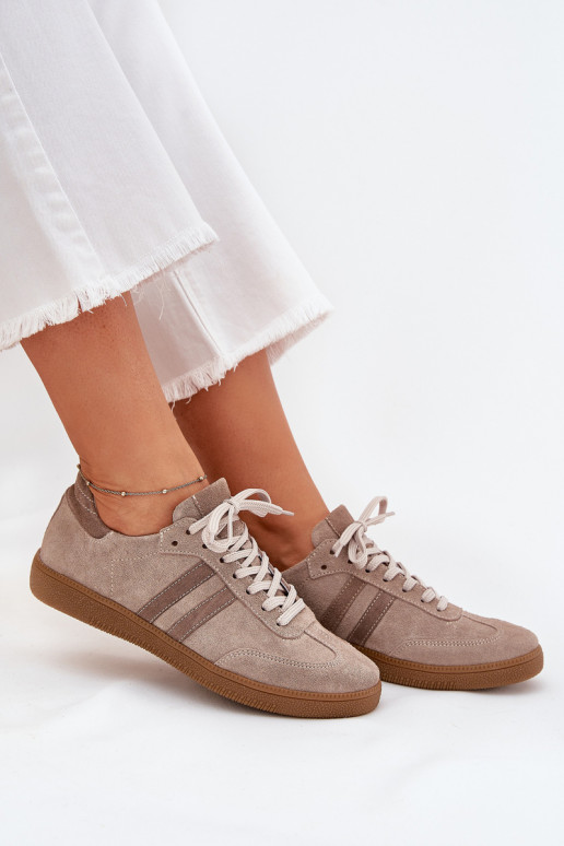 Zazoo N1068 en daim Faible Chaussures modèle baskets Féminin beige