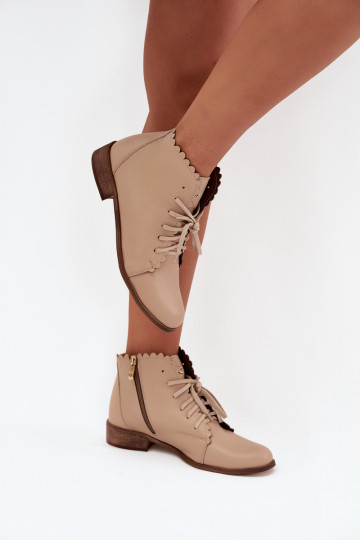 Bottines en cuir avec talons larges Zazoo 2964 couleur sable