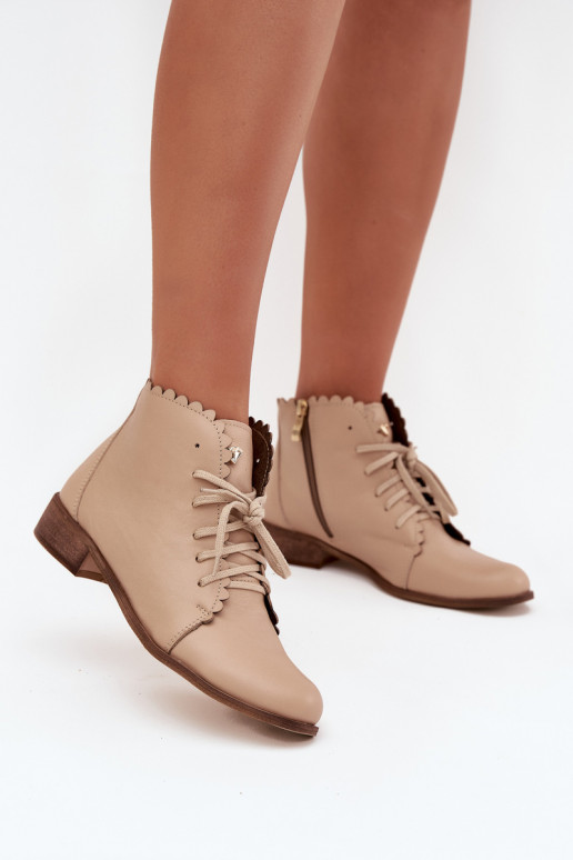 Zazoo 2964 Peau Bottes avec des talons larges beige Zazoo 2964 Peau Bottes avec des talons larges beige