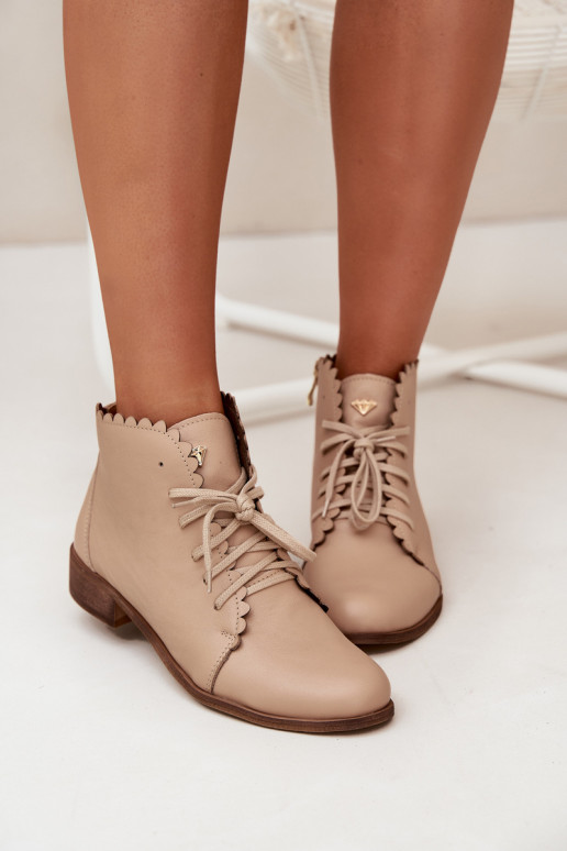 Zazoo 2964 Peau Bottes avec des talons larges beige Zazoo 2964 Peau Bottes avec des talons larges beige