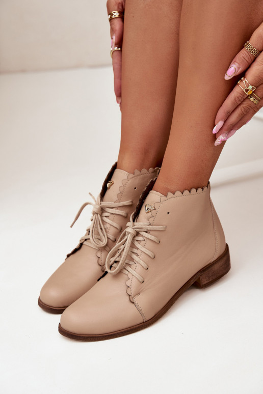 Zazoo 2964 Peau Bottes avec des talons larges beige Zazoo 2964 Peau Bottes avec des talons larges beige