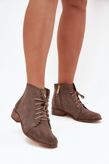 Bottines en daim avec talons larges Zazoo 2964 couleur sable