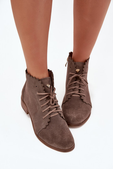 Bottines en daim avec talons larges Zazoo 2964 couleur sable 2
