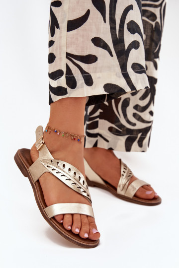 Sandales pour femmesActivéturalnej Skóry avec des talons larges Zazoo 3564 couleur dorée 2