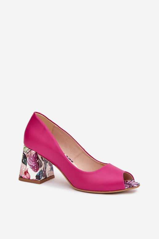 Peau Chaussures avec des talons décorés LeÀski Shoes 2608/K couleur rose Peau Chaussures avec des talons décorés LeÀski Shoes 2608/K couleur rose