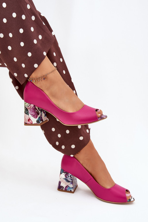 Peau Chaussures avec des talons décorés LeÀski Shoes 2608/K couleur rose Peau Chaussures avec des talons décorés LeÀski Shoes 2608/K couleur rose