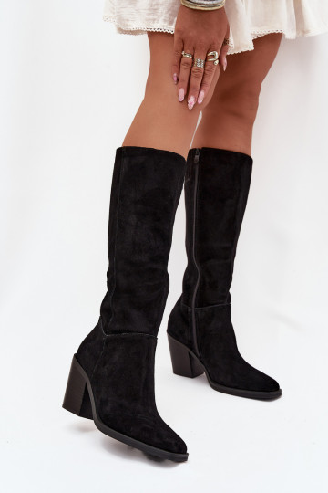 en daim bottes avec des talons Verrouillage couleur noire Lissara 2