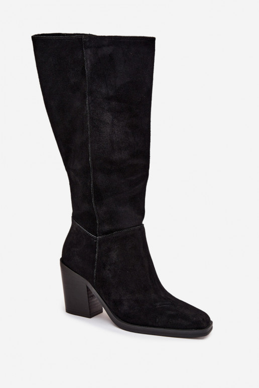 en daim bottes avec des talons Verrouillage couleur noire Lissara en daim bottes avec des talons Verrouillage couleur noire Lissara