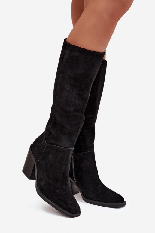 en daim bottes avec des talons Verrouillage couleur noire Lissara en daim bottes avec des talons Verrouillage couleur noire Lissara
