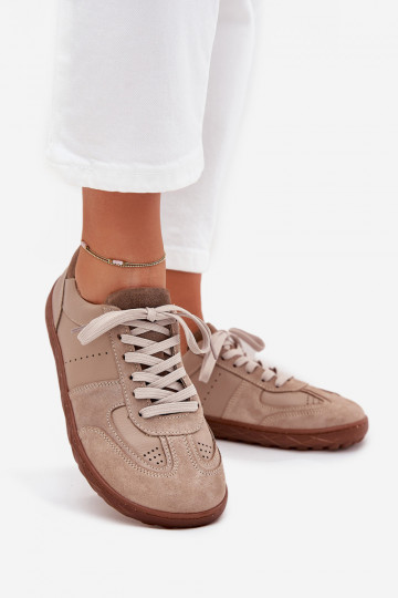 Chaussures en cuir Barefoot pour femmes Zazoo N1277S2, couleur sable