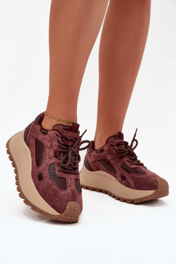 Peau Chaussures modèle baskets avec une plateforme Féminin Big Star SS274625 HI-POLY SYSTEM Bourgogne 2