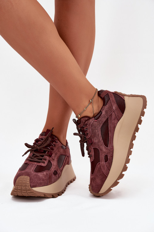 Peau Chaussures modèle baskets avec une plateforme Féminin Big Star SS274625 HI-POLY SYSTEM Bourgogne Peau Chaussures modèle baskets avec une plateforme Féminin Big Star SS274625 HI-POLY SYSTEM Bourgogne