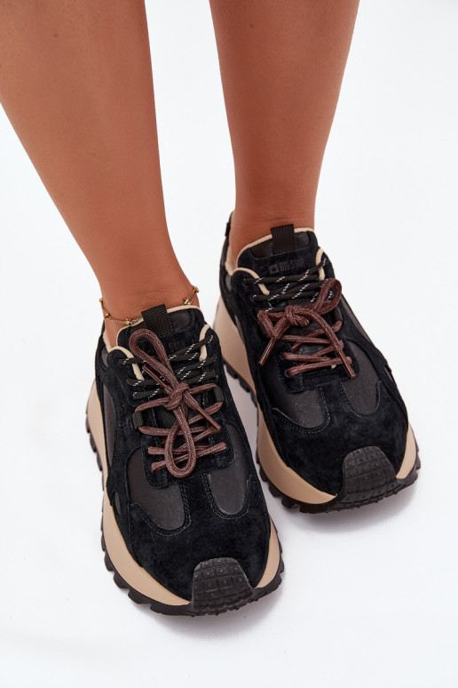 Peau Chaussures modèle baskets avec une plateforme Féminin Big Star SS274628 HI-POLY SYSTEM couleur noire