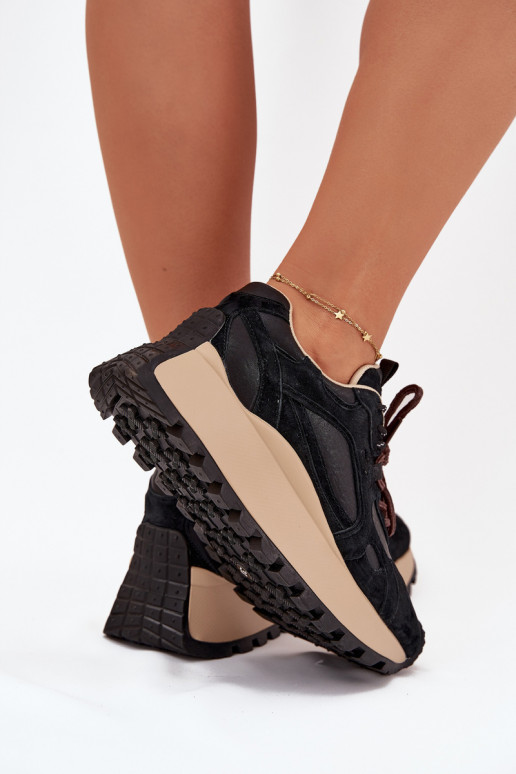 Peau Chaussures modèle baskets avec une plateforme Féminin Big Star SS274628 HI-POLY SYSTEM couleur noire