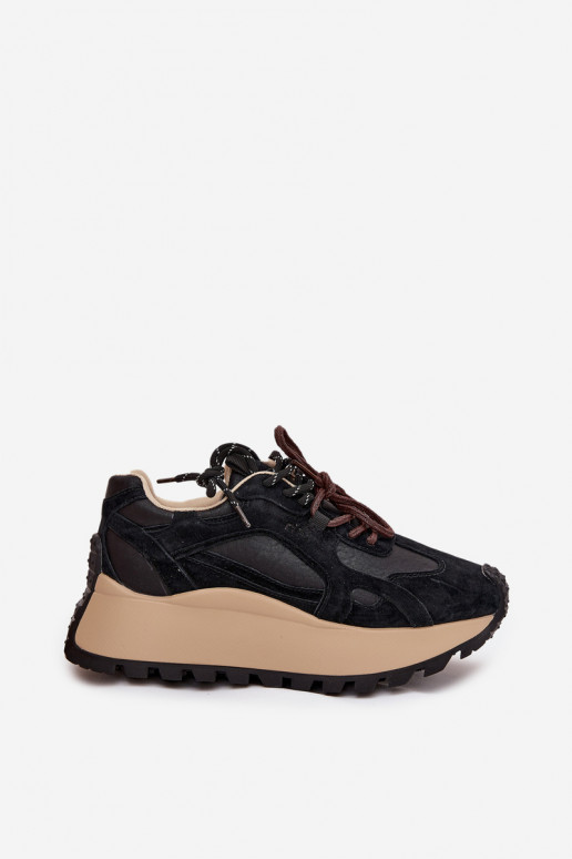 Peau Chaussures modèle baskets avec une plateforme Féminin Big Star SS274628 HI-POLY SYSTEM couleur noire