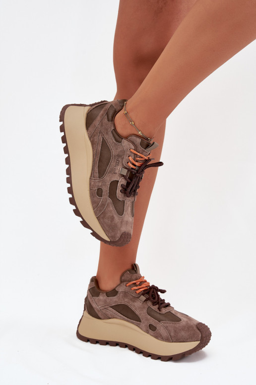 Peau Chaussures modèle baskets avec une plateforme Féminin Big Star SS274627 HI-POLY SYSTEM beige