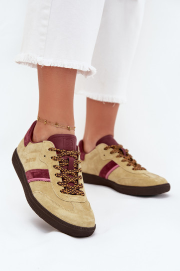 Baskets basses en daim pour femmes Big Star SS274680 HI-POLY SYSTEM, couleur citron