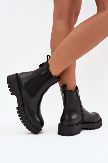 Bottines en cuir stylées pour femmes Big Star OO274109, noires