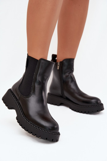 Bottines en cuir stylées pour femmes Big Star OO274109, noires 2