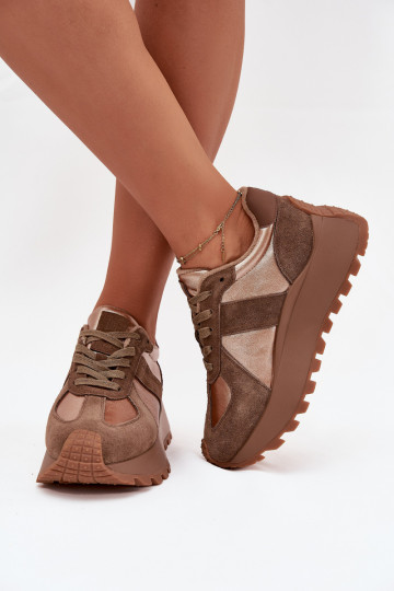 en daim Chaussures modèle baskets Féminin réchauffer avec une plateforme Big Star OO274A218 HI-POLY SYSTEM marron 2