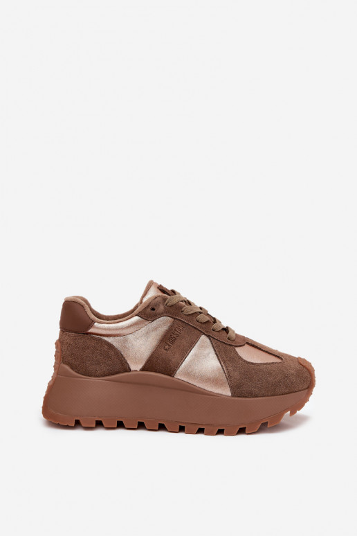 en daim Chaussures modèle baskets Féminin réchauffer avec une plateforme Big Star OO274A218 HI-POLY SYSTEM marron en daim Chaussures modèle baskets Féminin réchauffer avec une plateforme Big Star OO274A218 HI-POLY SYSTEM marron