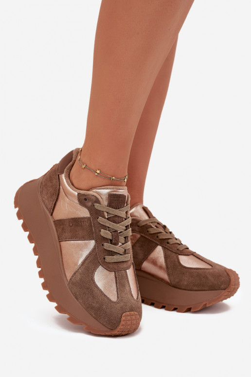 en daim Chaussures modèle baskets Féminin réchauffer avec une plateforme Big Star OO274A218 HI-POLY SYSTEM marron en daim Chaussures modèle baskets Féminin réchauffer avec une plateforme Big Star OO274A218 HI-POLY SYSTEM marron