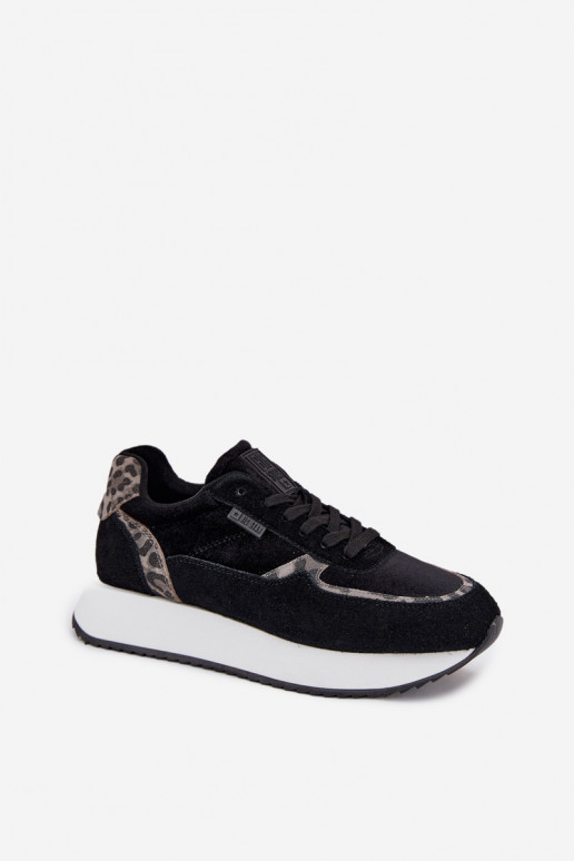 en daim Chaussures modèle baskets Féminin Big Star OO274A312 HI-POLY SYSTEM couleur noire avec des motifs en fourrure de léopard en daim Chaussures modèle baskets Féminin Big Star OO274A312 HI-POLY SYSTEM couleur noire avec des motifs en fourrure de léopard