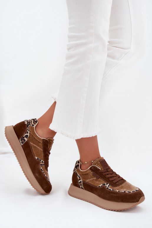 en daim Chaussures modèle baskets Féminin Big Star OO274A313 HI-POLY SYSTEM marron avec des motifs en fourrure de léopard en daim Chaussures modèle baskets Féminin Big Star OO274A313 HI-POLY SYSTEM marron avec des motifs en fourrure de léopard