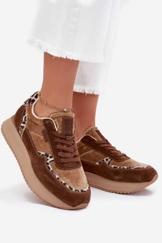 en daim Chaussures modèle baskets Féminin Big Star OO274A313 HI-POLY SYSTEM marron avec des motifs en fourrure de léopard en daim Chaussures modèle baskets Féminin Big Star OO274A313 HI-POLY SYSTEM marron avec des motifs en fourrure de léopard