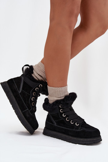en daim Bottes de neige chaussures Féminin avec une plateforme avec un manteau de fourrure Big Star SS274369 couleur noire