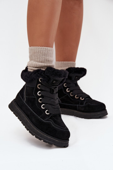 en daim Bottes de neige chaussures Féminin avec une plateforme avec un manteau de fourrure Big Star SS274369 couleur noire 2