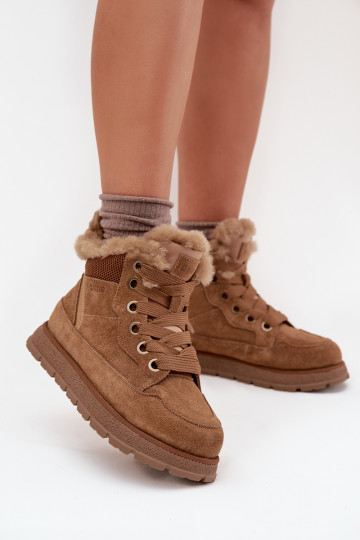 Bottes de neige en daim pour femmes avec plateforme et fourrure Big Star SS274370, marron