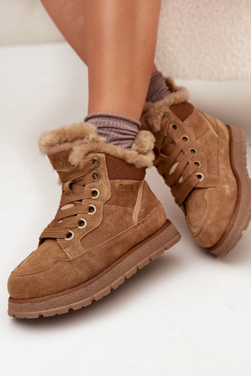 en daim Bottes de neige chaussures Féminin avec une plateforme avec un manteau de fourrure Big Star SS274370 marron en daim Bottes de neige chaussures Féminin avec une plateforme avec un manteau de fourrure Big Star SS274370 marron