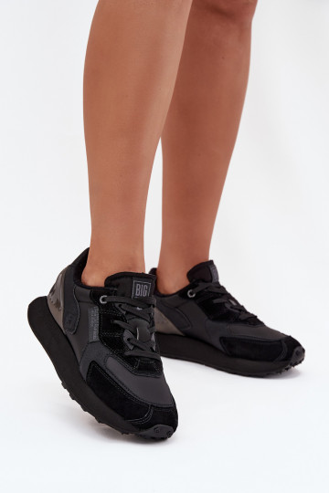 Baskets en cuir pour femmes Big Star OO274562 Hi-Poly System noires