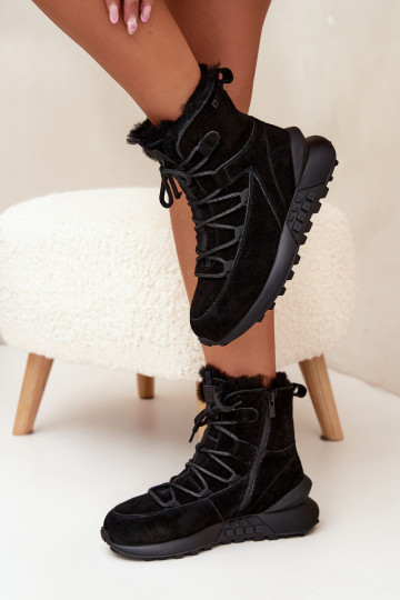 en daim Bottes de neige Féminin avec un manteau de fourrure Big Star SS274319 couleur noire