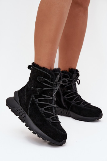 Bottes de neige en daim pour femmes avec fourrure Big Star SS274319 noires 2