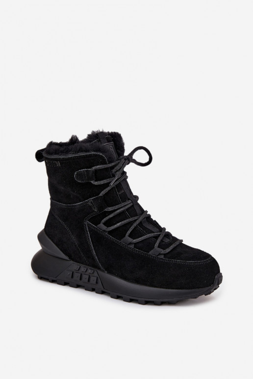 en daim Bottes de neige Féminin avec un manteau de fourrure Big Star SS274319 couleur noire en daim Bottes de neige Féminin avec un manteau de fourrure Big Star SS274319 couleur noire