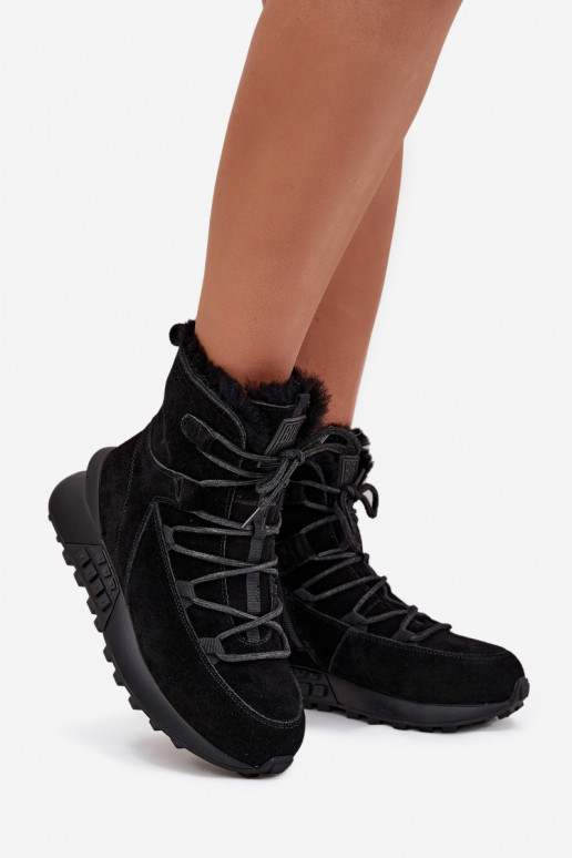 en daim Bottes de neige Féminin avec un manteau de fourrure Big Star SS274319 couleur noire en daim Bottes de neige Féminin avec un manteau de fourrure Big Star SS274319 couleur noire