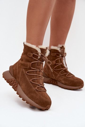 en daim Bottes de neige Féminin avec un manteau de fourrure Big Star SS274318 marron 2