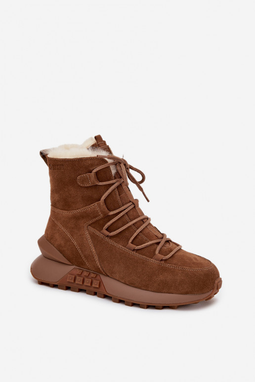en daim Bottes de neige Féminin avec un manteau de fourrure Big Star SS274318 marron