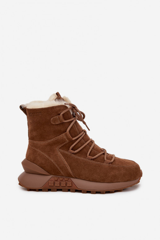 en daim Bottes de neige Féminin avec un manteau de fourrure Big Star SS274318 marron