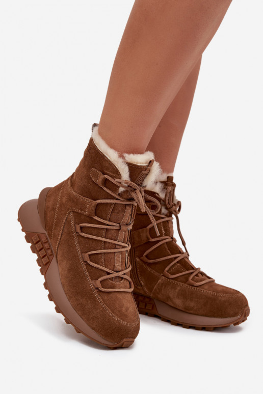 en daim Bottes de neige Féminin avec un manteau de fourrure Big Star SS274318 marron