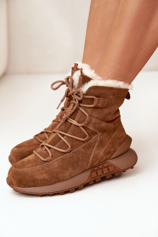 en daim Bottes de neige Féminin avec un manteau de fourrure Big Star SS274318 marron