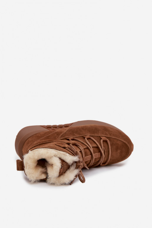 en daim Bottes de neige Féminin avec un manteau de fourrure Big Star SS274318 marron