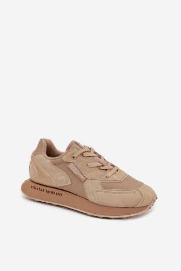 Baskets en cuir pour hommes Big Star OO174298 Hi-Poly System beiges