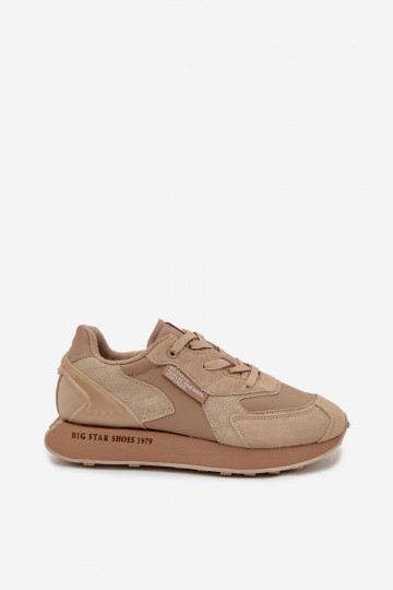 Baskets en cuir pour hommes Big Star OO174298 Hi-Poly System beiges 2