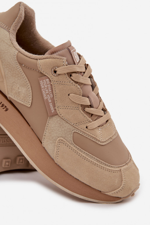 Peau Chaussures modèle baskets Mâle Big Star OO174298 Hi-Poly System beige